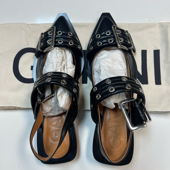 Ganni Chunky Buckle Welt Ballerina Size 41 - Picture 6 of 9
